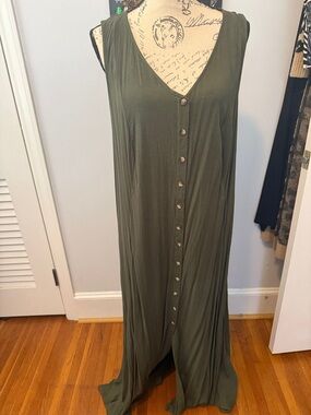 torrid Olive Green Sleeveless Button-Front Maxi Dress